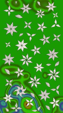 Çiçek desenli raster, yeşil çizgi grafik desenli soyut raster arkaplan. Modern stil dokusu.