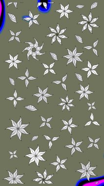 Raster illüstrasyonu. Küçük çiçekteki sevimli çiçek deseni. Yeşil renkte çiçekler.