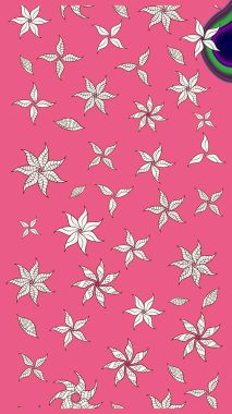 Renkli Bahar Teması eskiz kalıbı. Raster Modaya uygun kumaş deseni. Pembe renkli şirin çiçek deseni. Düz Çiçek Elementleri Tasarımı.