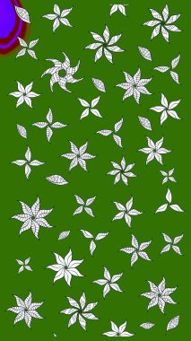 El çizimi. Yeşil renkli çiçekler. Çiçekli eskiz deseni. Suluboya çizimi.