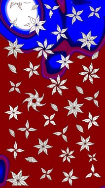 Arkaplan dokusu, duvar kağıdı, kırmızı renkli çiçek teması. Kabile sanatı boho baskısı, klasik çiçek arkaplanı. Soyut etnik raster çizim kalıbı.