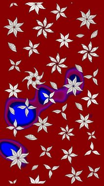 Parlak renkli çiçekli ve kırmızı yapraklı harika bir çiçek deseni. Halk tarzı. Moda baskıları için zarif bir şablon. Modern çiçek arkaplanı.