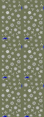 Şirin çiçek elementleri. Yeşil renkli çiçekler. Raster illüstrasyonu. Çizim.