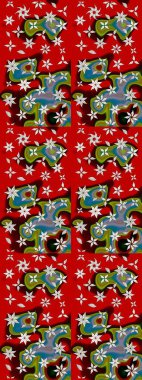 Çiçek desenli raster, kırmızı çizgi grafik desenli soyut raster arkaplan. Modern stil dokusu.