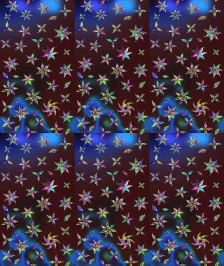 Raster deseni. Bahar çiçekleriyle desen dalla, kahverengi renklerle çiçek siluetiyle.