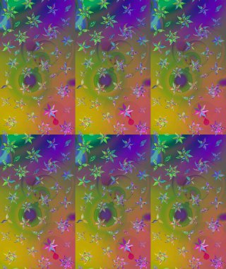 Raster illüstrasyonu. Çiçek deseni. Renkli Bahar Teması eskiz kalıbı. Chichi 'nin kumaş kalıbını çiz. Düz Çiçek Elementleri Tasarımı.