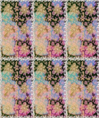 Eskiz kalıbı altın elementler. Raster illüstrasyonu. Klasik çiçek dokusu. Kart, duvar kağıdı, ambalaj ve tekstil için klasik tasarım. Altın şablon. Tarafsız renklerde Royal retro.