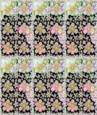 Çiçek deseni. Tarafsız renklerde altın elementler. Duvar kâğıdı barok, İspanyol kumaşı. Şık bir grafik desen. Çizim raster arkaplanı.