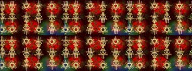 Kahverengi, kırmızı ve siyah renklerde bahar çiçekleri. Çiçek ve yapraklı karalama şeklinde Raster çiçek deseni. Raster illüstrasyonu.