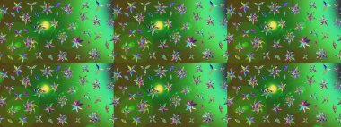 Yeşil renkli Asya tekstili. Raster illüstrasyonu. Çiçek desenini çiz.