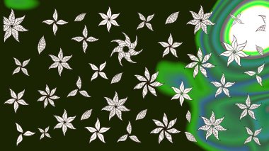 Raster illüstrasyonundaki çiçek desenli çizim. Gri renkli çiçekler. Renkli Bahar Teması eskiz kalıbı. Düz Çiçek Elementleri Tasarımı.