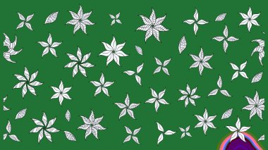 Sevimli çiçek raster deseni. Yeşil renkli çiçekler. Sketch Colour Spring Theme eskiz kalıbı. Düz Çiçek Elementleri Tasarımı.