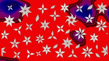 Çiçek desenli eskiz, darbeler, sıçramalar, yaz çiçekleri. Kırmızı renkte çiçekler. Raster illüstrasyonu.