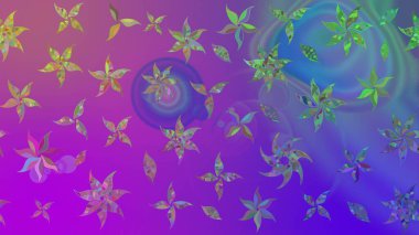 Raster Çiçek İllüstrasyonu güzel tekstil. Mor renkli etnik çiçeklerle zarif bir eskiz deseni..