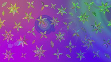 Mor renkli çiçekler. Hediye ambalaj kağıdı, tebrik kartları, posterler ve pankart tasarımı. Raster düz çiçek çizim deseni.