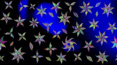 Hediye ambalaj kağıdı, tebrik kartları, posterler ve pankart tasarımı. Siyah renkli çiçekler. Raster düz çiçek çizim deseni.