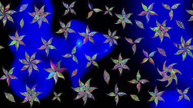 Renkli Bahar Teması eskiz kalıbı. Raster illüstrasyonundaki çiçek desenli çizim. Düz Çiçek Elementleri Tasarımı. Süslü kumaş deseni.