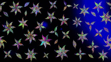 Raster illüstrasyonu. Küçük çiçekteki sevimli çiçek deseni. Raster deseni. Soyut çiçek çizim kalıbı arka planı. Siyah renklerde.