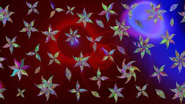 Kahverengi renkli çiçekler. Çiçekli karalama şeklinde Raster çiçek deseni. Nazik, narin çiçek arkaplanı.