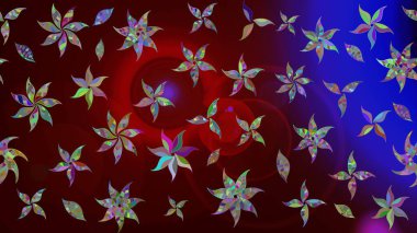 Raster illüstrasyonu. Çiçek süslemeli çizim deseni. Kahverengi renkte çiçekler.