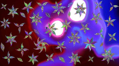 Motley illüstrasyonu. Robot resim. Küçük renkli çiçekler. Küçük çiçekte güzel bir desen. Moda baskıları için zarif bir şablon. Çiçekli yaz çiçekleri.