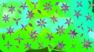 Yeşil renkli çiçekler. Raster illüstrasyonu. Çizim çiçek deseni duvar kağıdı için kullanılabilir.