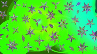 Suluboya elle çizilmiş çiçek desenli eskiz deseni. Parlak renkli fantezi çiçekleri, yapraklar, yeşil renkli tomurcuklar.