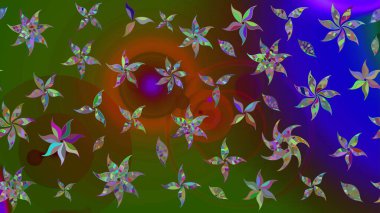 Raster illüstrasyonu. El çizimi. Çiçekler, dallar, bitkiler ve çiçekler. Güzel kumaş deseni.