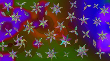 Çiçekli karalama şeklinde Raster çiçek deseni. Kahverengi renkli çiçekler. Nazikçe, güzel çiçek arkaplanı..