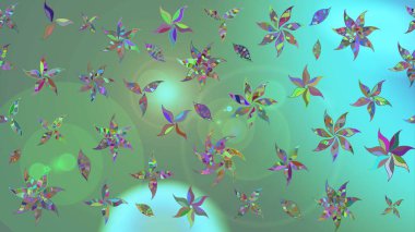 Renkli Bahar Teması eskiz kalıbı. Raster illüstrasyonu. Çiçekli çiçek deseni, suluboya. Yeşil renkli çiçekler. Düz Çiçek Elementleri Tasarımı.