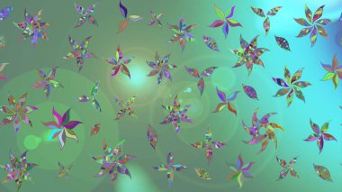 Çiçekli karalama şeklinde Raster çiçek deseni. Yeşil renkli çiçekler. Nazik, sevimli çiçek arkaplanı..