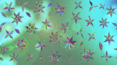 Çiçekler suluboya tarzında yeşil renkte. Çiçekli yeşil renkte bir çiçek deseni çiz.