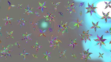 Gri renkli çiçekler. Düz Çiçek Elementleri Tasarımı. Raster illüstrasyonundaki çiçek desenli çizim. Renkli Bahar Teması çizim şablonu.