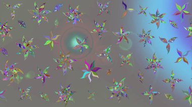 Renkli Yaz Temalı eskiz kalıbı. Modaya uygun kumaş deseni. Düz Çiçek Elementleri Tasarımı. Sevimli çiçek raster deseni.