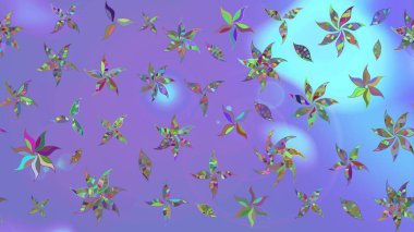 Çiçekler. Vadinin çiçekleri mor renklerde. Soyut etnik raster çizim kalıbı.