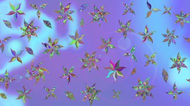 Raster illüstrasyonu. Mor renkli çiçekler. Çiçekli çiçek deseni, suluboya. Düz Çiçek Elementleri Tasarımı. Renkli Bahar Teması çizim şablonu.