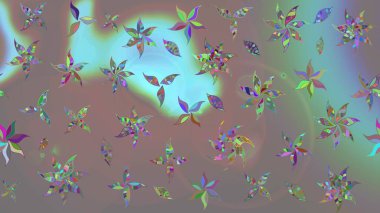 Sevimli çiçek raster deseni. Gri renkli çiçekler. Düz Çiçek Elementleri Tasarımı. Renkli Yaz Teması çizim şablonu.