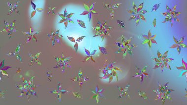 Gri renkte yaz çiçekleri. Raster illüstrasyonu. Raster çiçek desenli ve çiçekli..