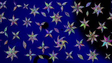 El çizimi. Raster illüstrasyonu. Çiçekli, yapraklı, çiçek desenli çizim..