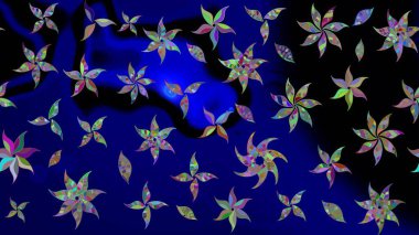 Raster çiçek desenleri çiziyor. Vadinin mavi renkli çiçekleri.