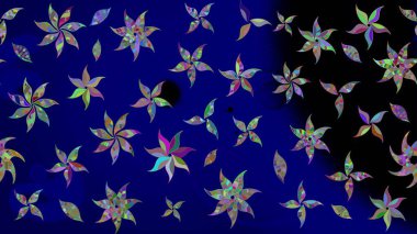 Mavi çiçekli bahar çiçekleri. Moda baskıları için zarif bir şablon. Küçük renkli çiçekler. Küçük çiçekte güzel bir desen. Motley illüstrasyonu.