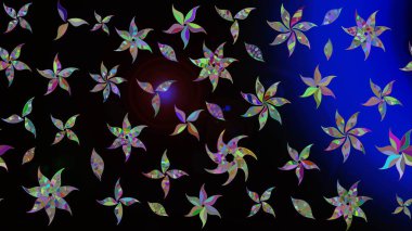 Siyah renklere karalamalar çizilmiş çiçek deseni. Raster illüstrasyonu.