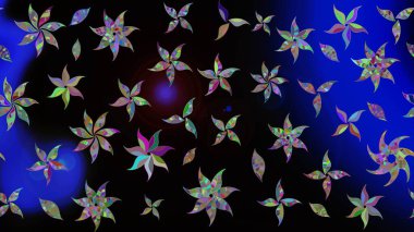 Düz Çiçek Elementleri Tasarımı. Eskiz klasiği. Renkli Bahar Teması eskiz kalıbı. Raster Şirin kumaş deseni.