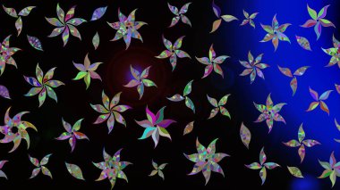 Siyah renkte güzel çiçekler, suluboya desenli, duvar kağıdı, kart ya da kumaş için fayanslı eskizler. Raster..