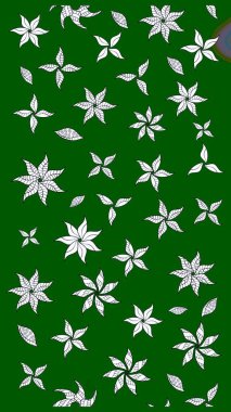 Sketch Colour Spring Theme eskiz kalıbı. Sevimli çiçek raster deseni. Düz Çiçek Elementleri Tasarımı. Yeşil renkte çiçekler.