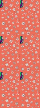 Üzerinde gelincikler ve vadi zambakları olan renkli çiçek desenli nakış deseni. Tekstil tasarımı için turuncu renkli geleneksel halk çiçekleri buketi.