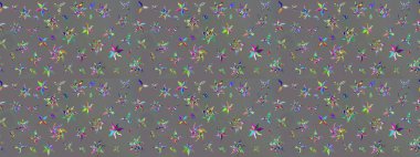 Çiçeksel elementlerle süslenmiş zarif raster dokusu. Küçük çiçekte hoş bir çiçek deseni var. Parlak çiçekli gri renkler üzerine soyut çizim deseni.