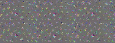 Suluboya stilinde gri renkte. Küçük çiçekli yay deseni çiz. Raster illüstrasyonu.