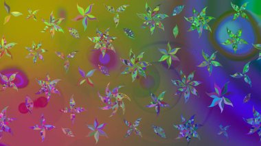 Yumuşak, yeşil renkli bahar çiçekleri. Raster illüstrasyonu. Raster çiçek desenli ve çiçekli..