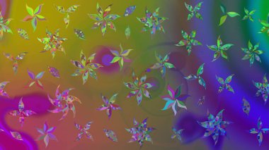 Yeşil renkli çiçekler. Tropik çiçekler. Gömlek çizimi Arkaplan Deseni.